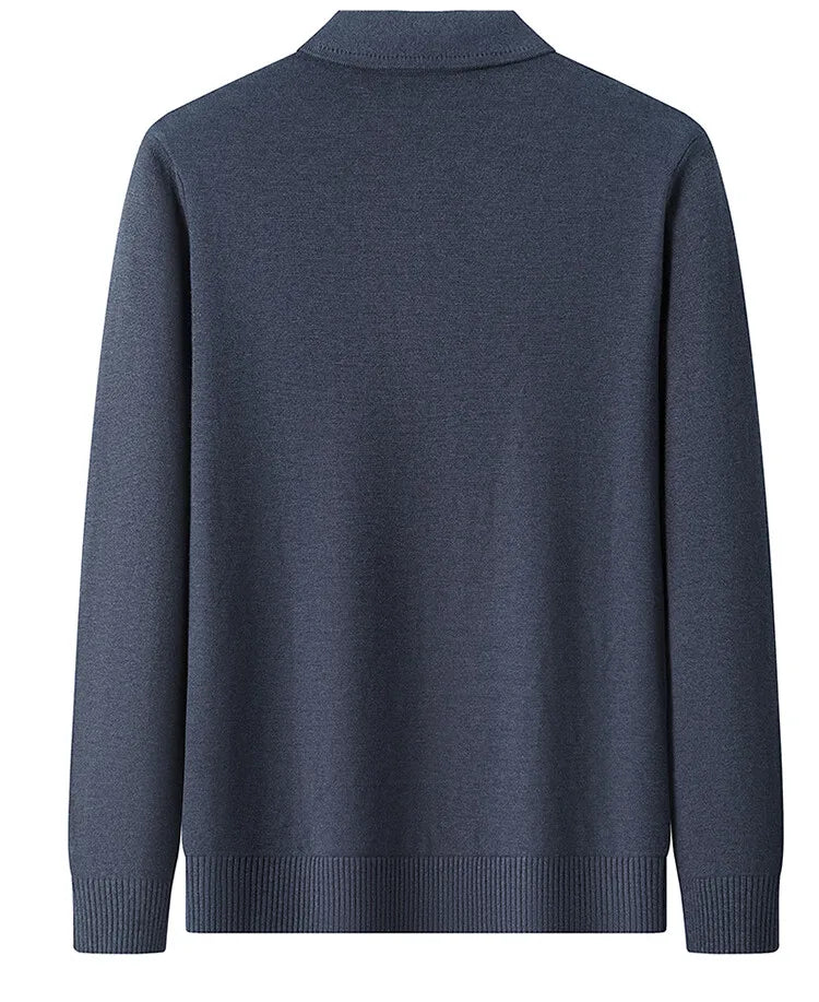 Old Money Twisted Knit Long Sleeve Polo Shirt