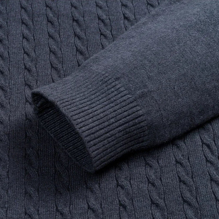 Old Money Twisted Knit Long Sleeve Polo Shirt