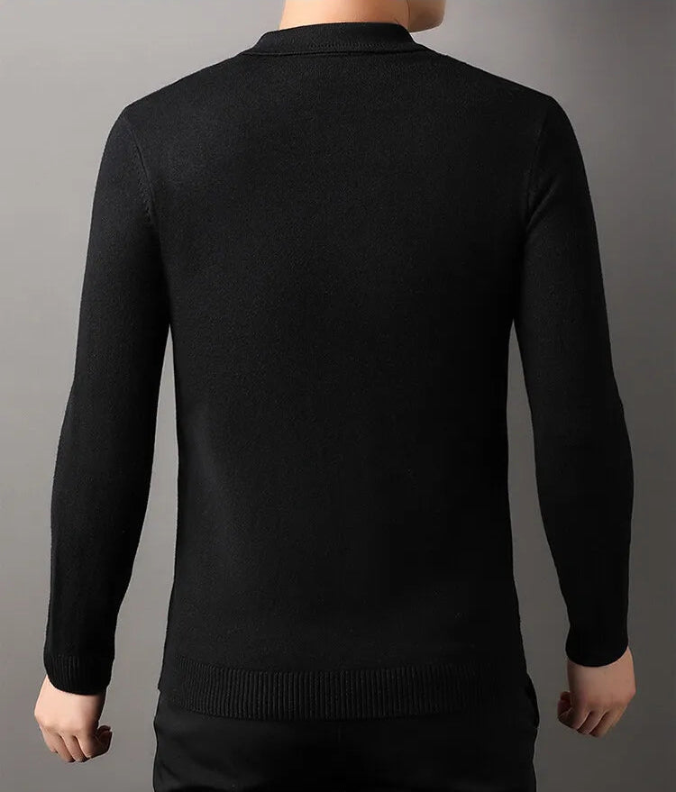 Old Money Twisted Knit Long Sleeve Polo Shirt